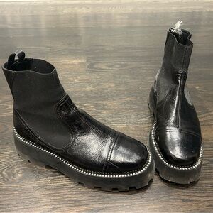 Jimmy Choo Crystal edged leather Boots lug sole size 40/9.5